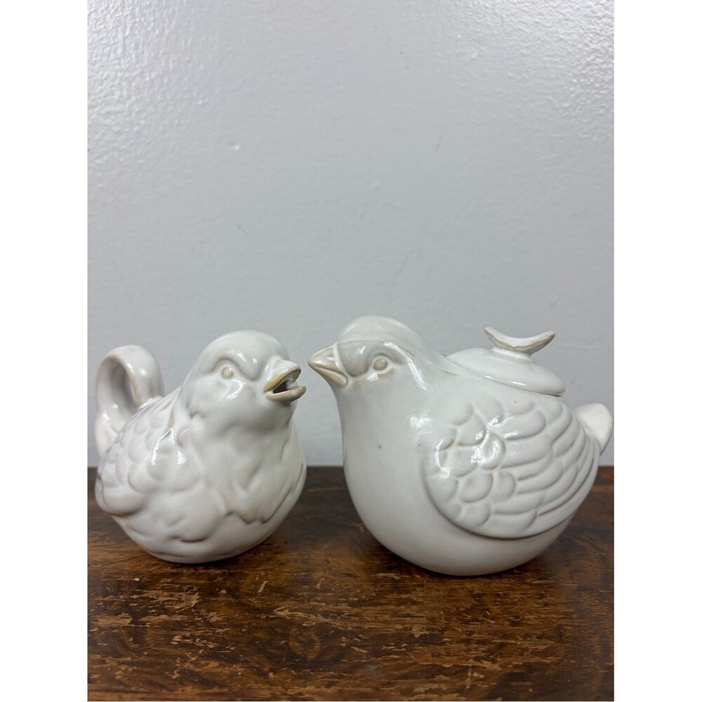 World Market White Ceramic Sugar & Creamer Set